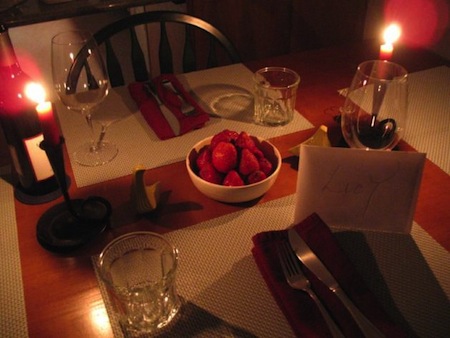 Preparar una cena romantica